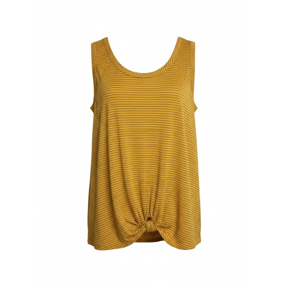 Nine Britton Tank Top Women L Yellow Excellent Striped Knotted Sleeveless
